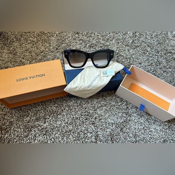 Louis Vuitton Accessories - Louis Vuitton Black Sunglasses with Gold Accents